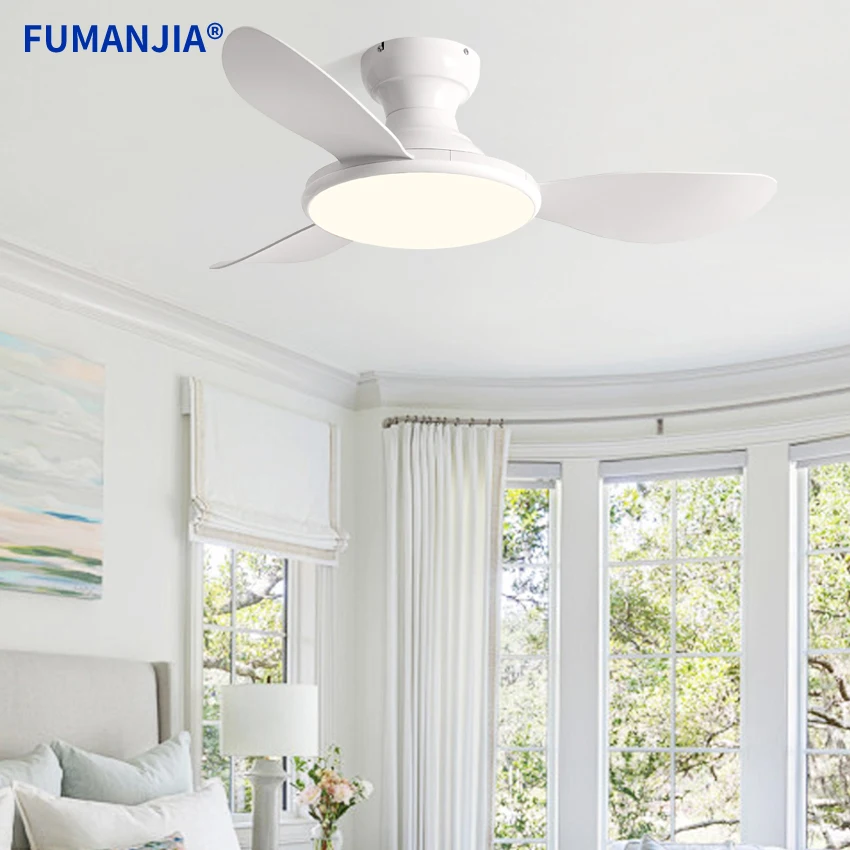 FUMANJIA 36/42/52 Ceiling Fan with LED Light,3 ABS Blades DC Silent Motor,6-Speed Remote,Modern Fan Lamp for Bedroom Dining Room