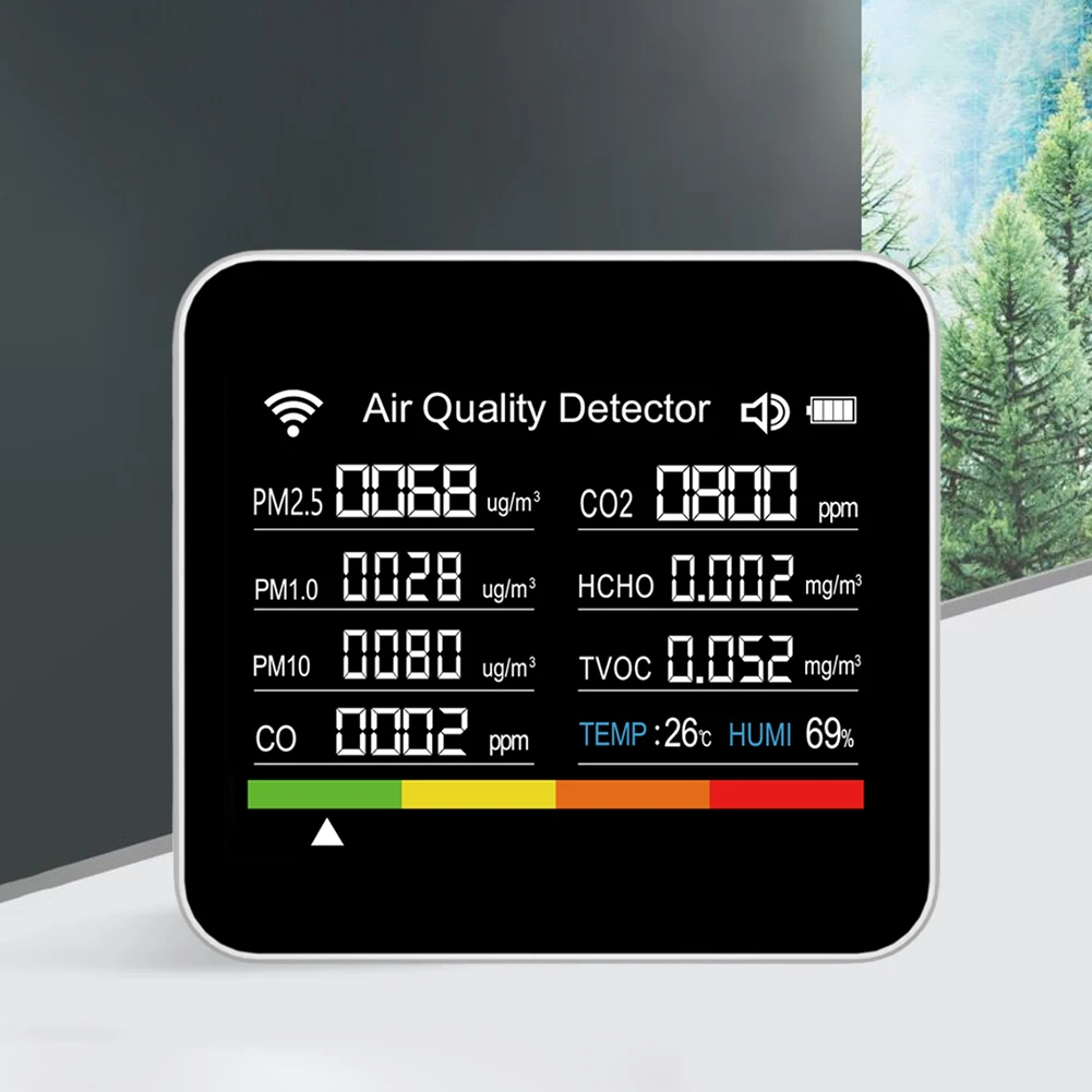 15 in 1 CO2 Detector LCD Display Digital PM2.5 PM1.0 PM10 PM10 HCHO TVOC CO Gas Sensor Temperature Humidity Air Quality Monitor