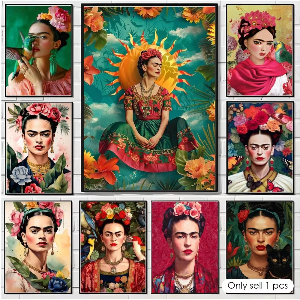 5D DIY Diamant-Malerei-Set Frida Kahlo Gemälde Kalligrafie-Kunstwerk Strass-Mosaik-Bastelset für Heimdekoration Geschenk Rahmenlos