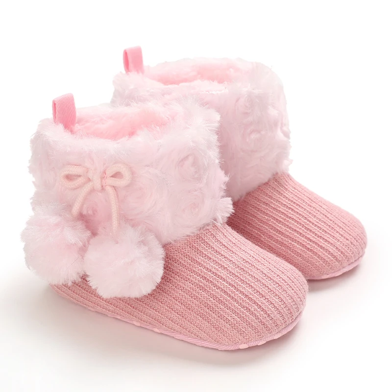 Dolce rosa autunno e inverno peluche e scarpe calde in cotone per bambina 0-18 mesi scarpe da passeggio per bambini