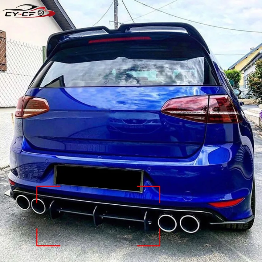 For VW Volkswagen Golf 7 VII MK 7 R R-Line 2013-2016 Rear Bumper Diffuser Lip Tail Side Splitter Spoiler Plate Body Kits Tuning - view 3