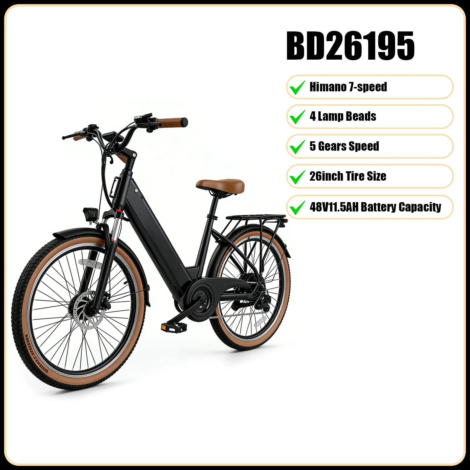 NIEUWE 2026 JUICEASE 48V Elektrische Fiets 26 Inch Off-Road Bandenmaat Slimme Elektrische Fiets 5 Versnellingen Snelheid Berg Stedelijke E-bike