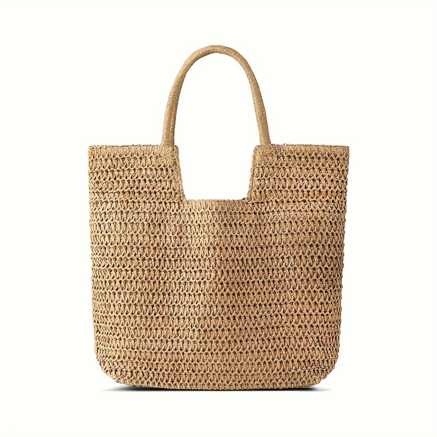 

Women's Handwoven Straw Beach Tote Bag, Summer Sisal Woven Shoulder Handbag, Large Vacation Carryall