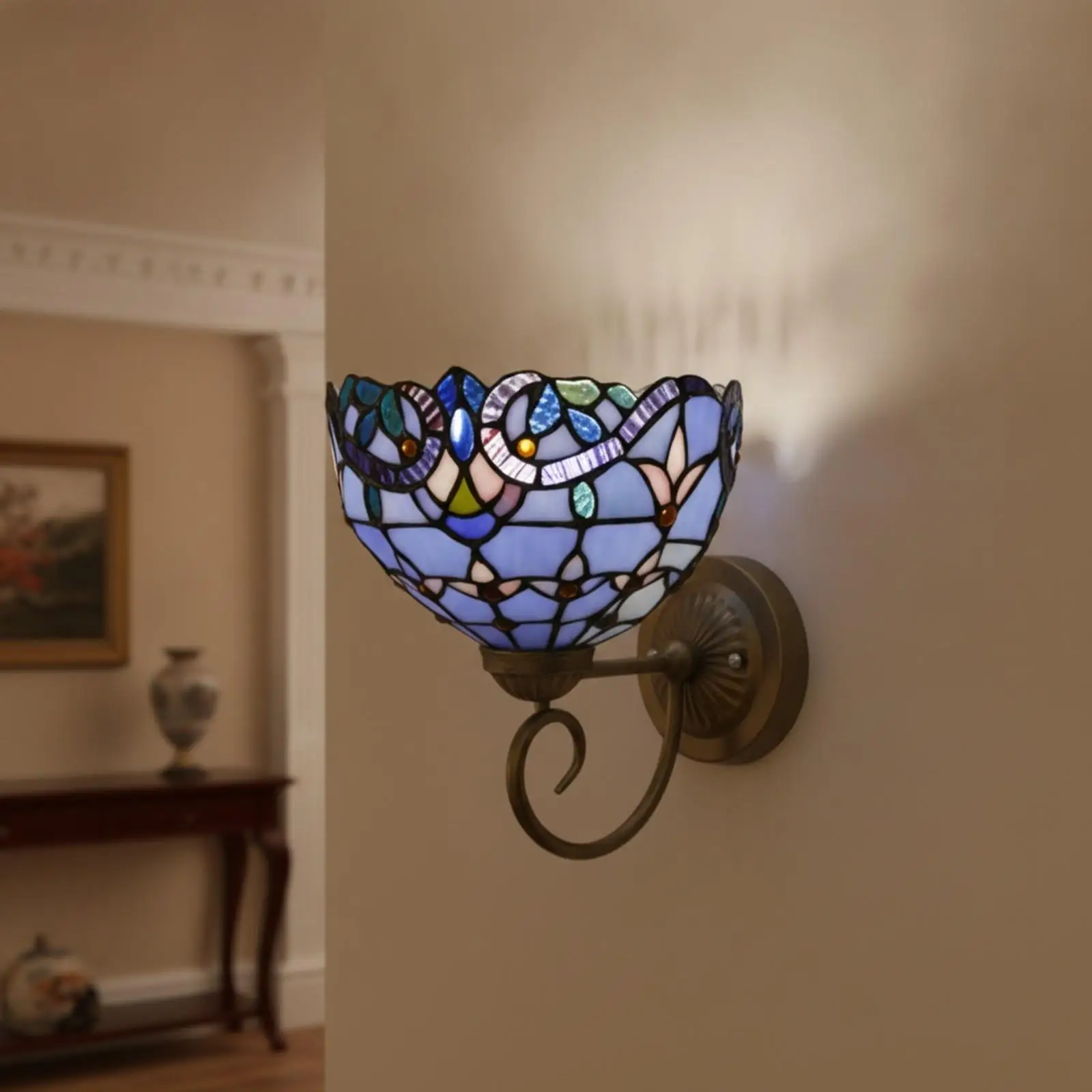 luminaire-mural-design-sirene-abat-jour-en-mosaique-de-verre-artistique-support-en-metal-pour-eclairage-d'accentuation-dans-un-couloir