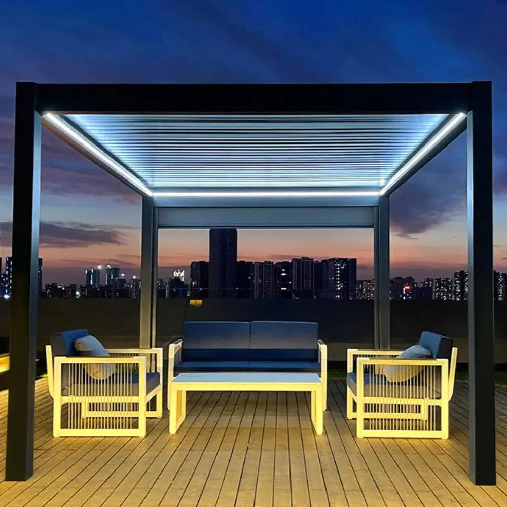 Luxurious Outdoor with Waterproof Blinds Aluminum Pavilion Anti Rust Treatment Heavy Duty Courtyard Pergola Fashionable Gazebo