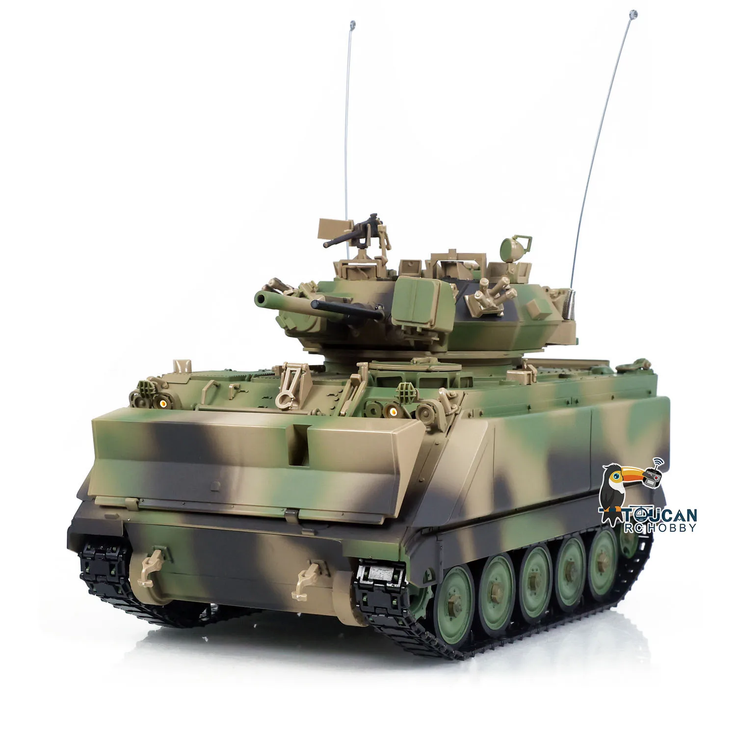 ألعاب 1/16 RC بانزر تونغدي خزان التحكم اللاسلكي M2412-A M113A1 MRV نكص النار وامض 320 برج دوران علبة التروس المعدنية