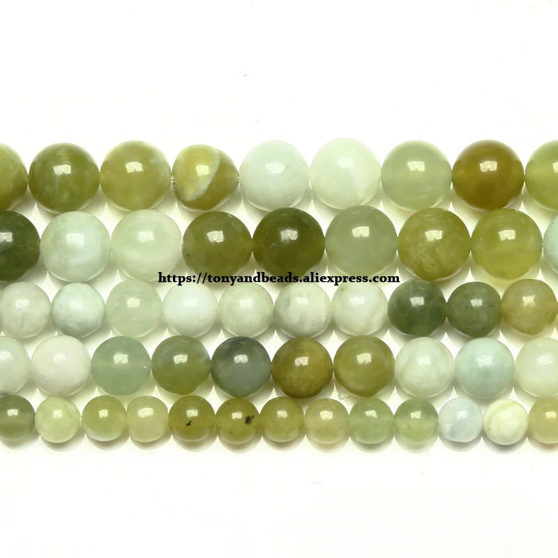 Natural Russia Colorful Green Jade Round Loose Beads 4 6 8 10 12MM Pick Size For Jewelry Making