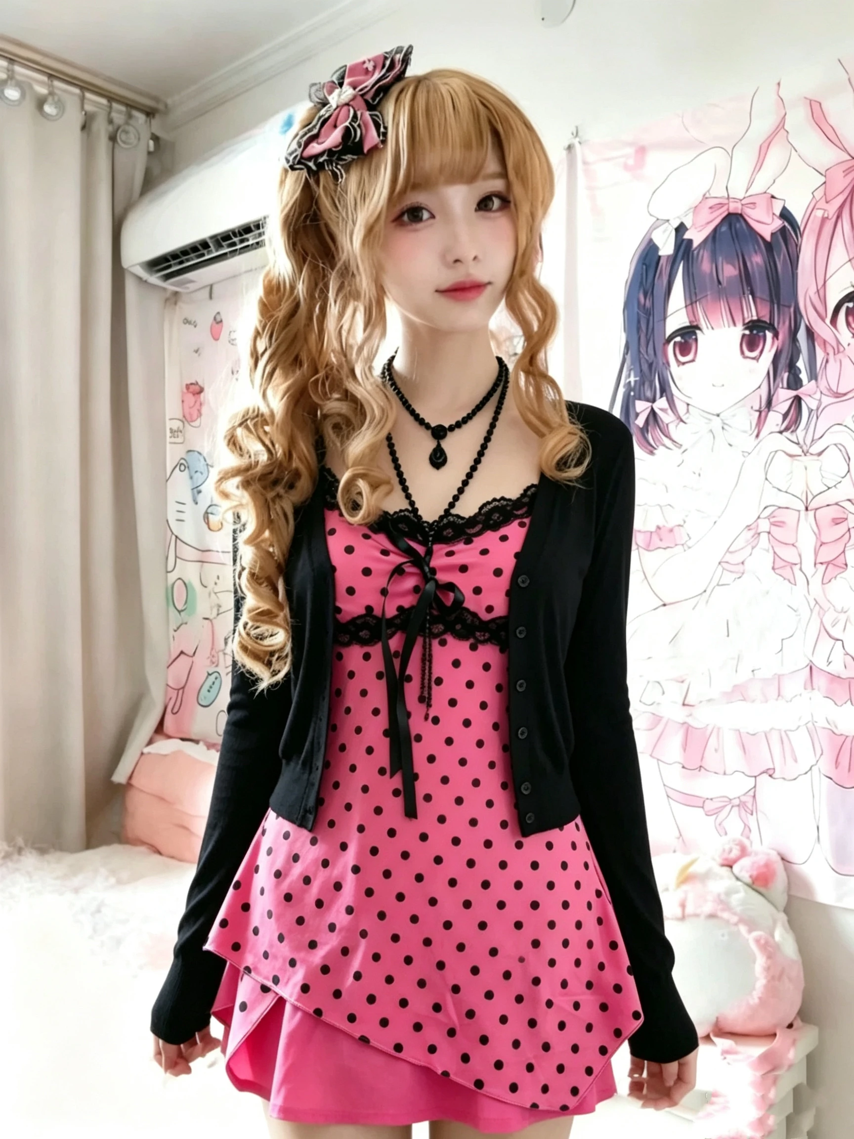 Y2k American Vintage Sexy 2 Piece Camis Sets Harajuku Sweet Dot Camis + Elegant Long Sleeve Cardigan 2000s Japanese Style Suits