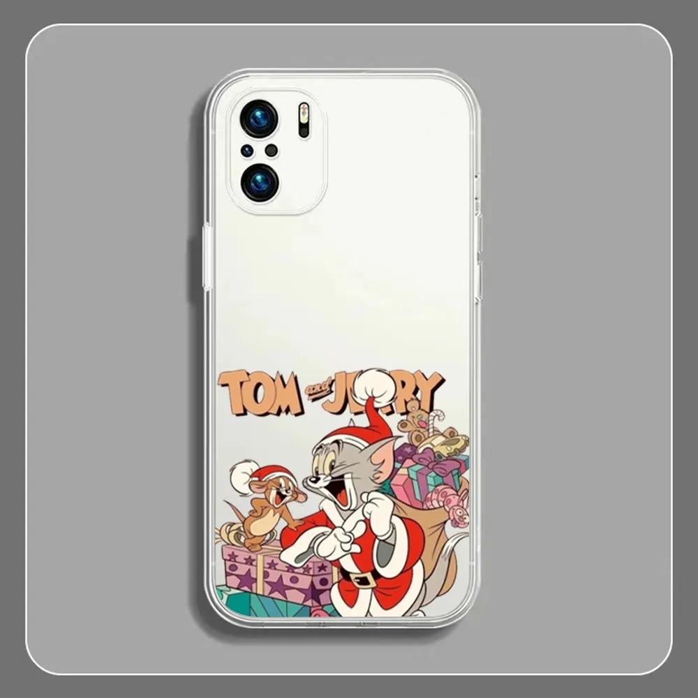 T-Tom And J-Jerry Phone Case For Xiaomi 11 Redmi Note 11 5G 8T 9A 9 10T Note8Pro Note9 12SUltra Transparent Case