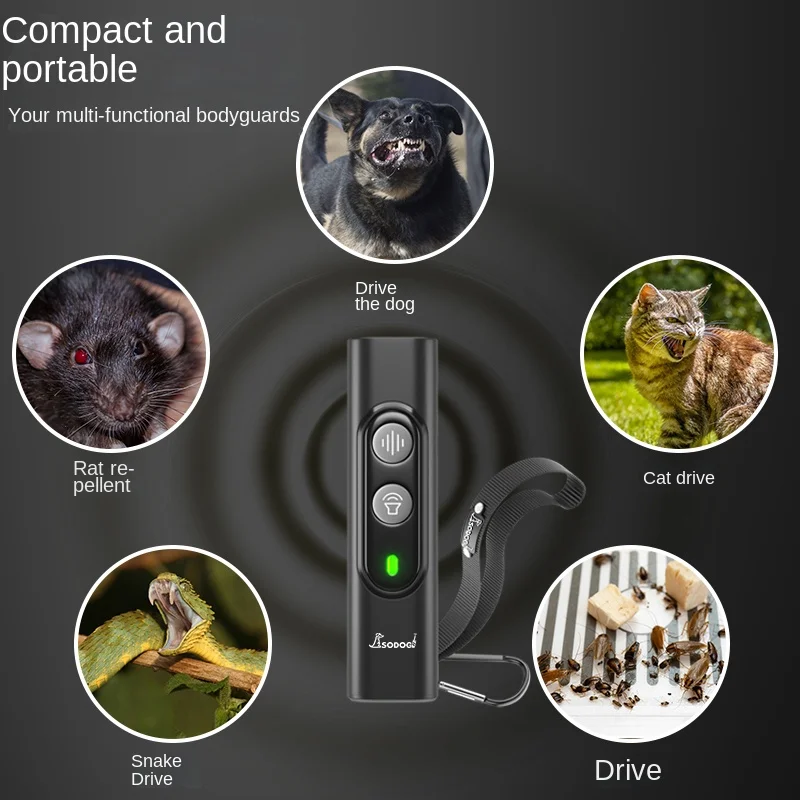 Portable Dog Repeller Ultrasonic High Power 10m  Cat Mouse  Rechargeable Outdoor Anti-dog Bite  Training Accessory