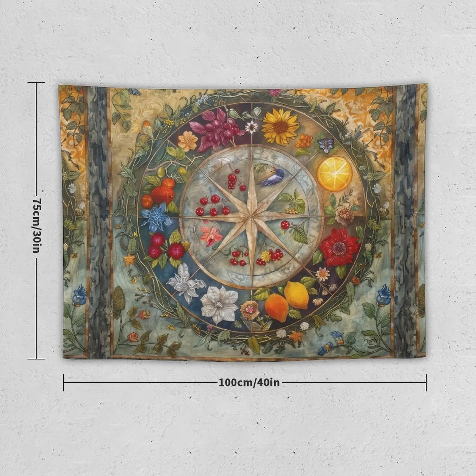 Pagan Wheel of the Year Tapestry Wall Hanging Decor On The Wall Room Aesthetic Decor Tapestry