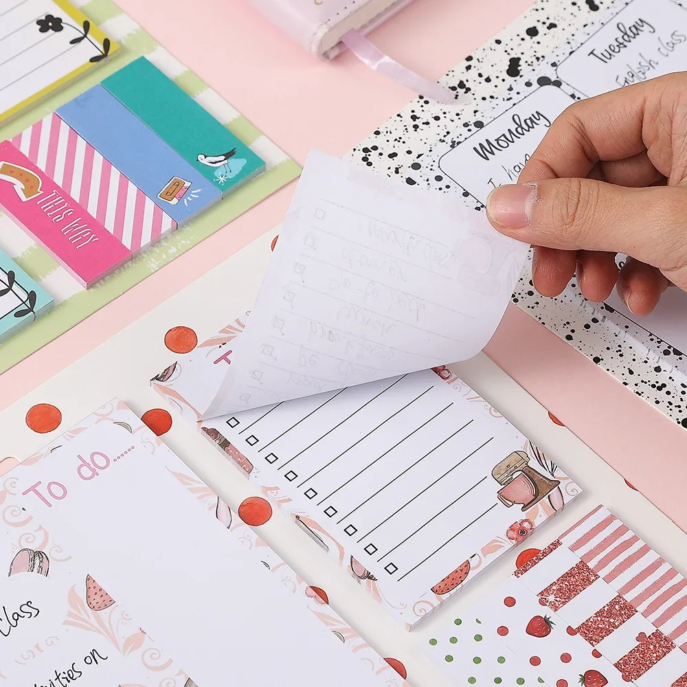 180 Sheets Weekly Planner Sticky Notes Set 80 GSM Thick Self-Adhesive Paper To Do List Weekly Schedule Memo Strips Reminder Pads