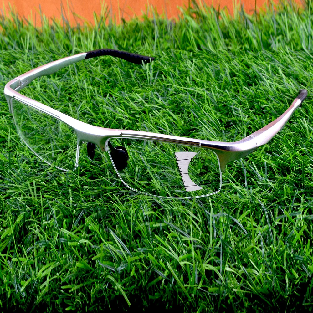 Al-mg Alloy Sporty Delicate Hinge Half-rim Silver Frame Cool Men Progressive Multifocal Limited Reading Glasses +0.75 to +4