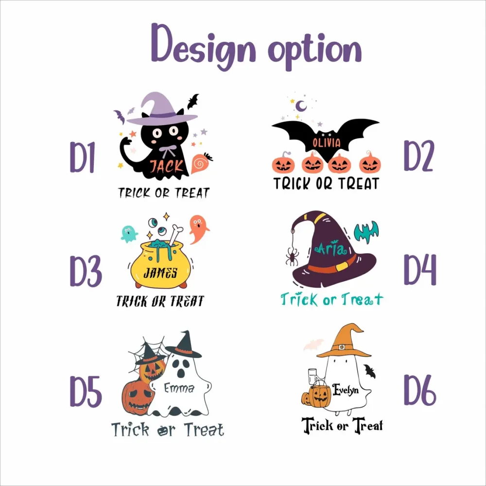 حقيبة علاج مع الاسم، خدعة الهالوين أو سلة حلوى، حقيبة اليقطين شبح الهالوين، حقيبة حمل حلوة للأطفال في الهالوين، حقيبة حمل الحلوى