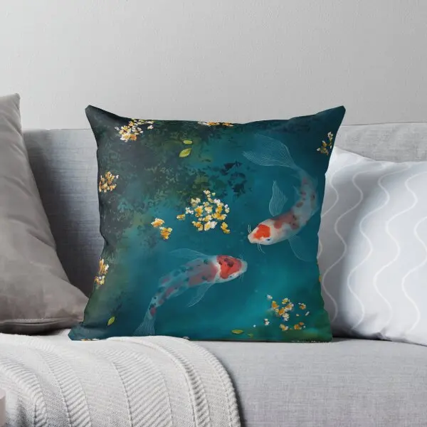 

Koi Carps Printing Throw Pillow Cover Office Sofa Comfort Bedroom Home Decor Case Hotel Fashion Pillows not include One Side