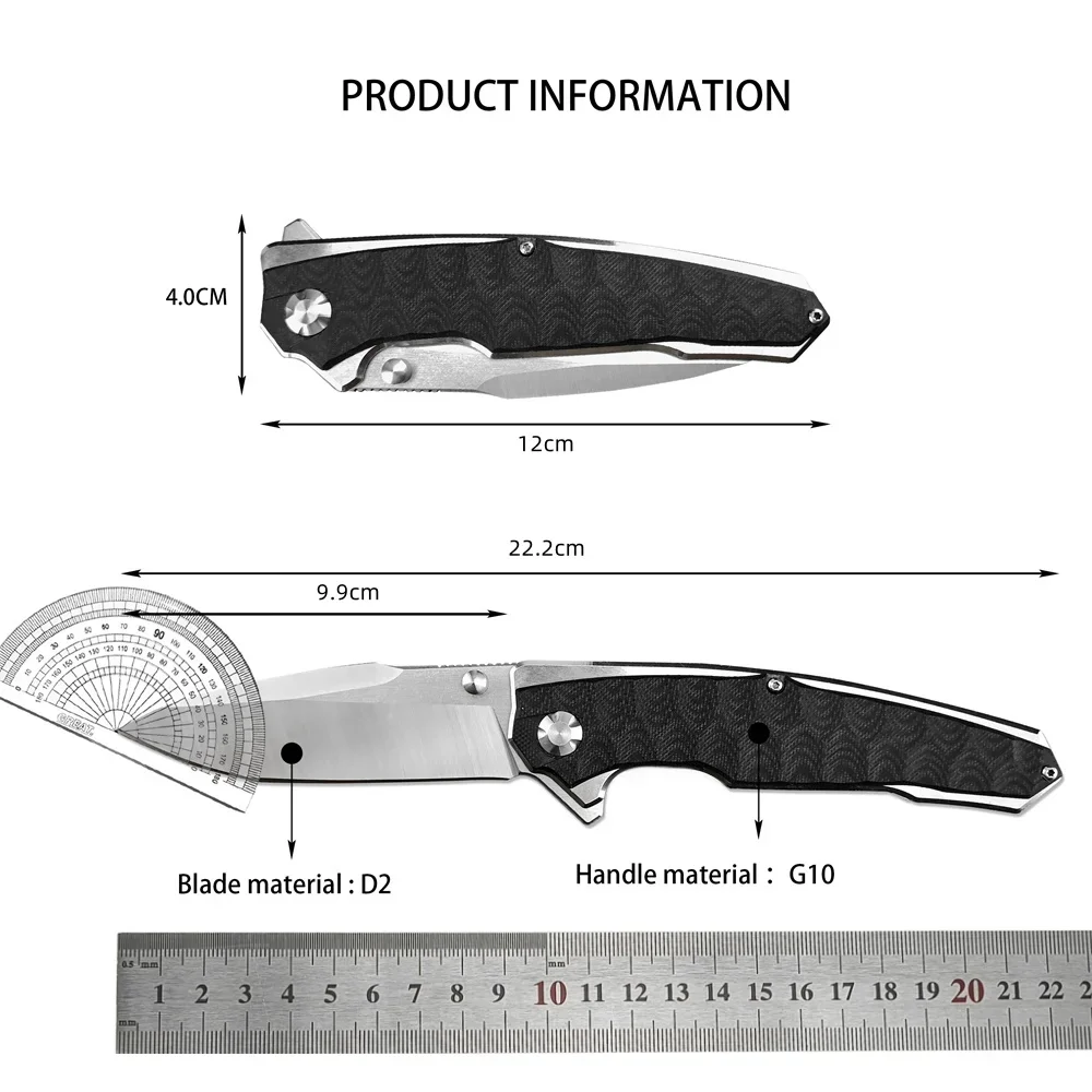 D2 folding knife, outdoor camping survival tactics Hunting self-defense multi-purpose EDC pocket pocket pocket knife