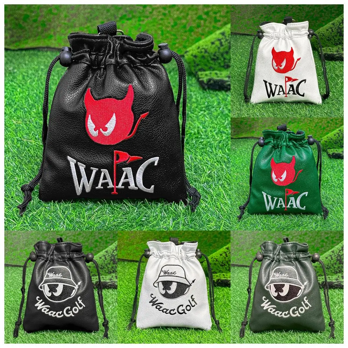 

Sporty Golf Drawstring Bag, PU Fabric with Quick-Close Drawcord, Unisex Modern Accessory Carrier