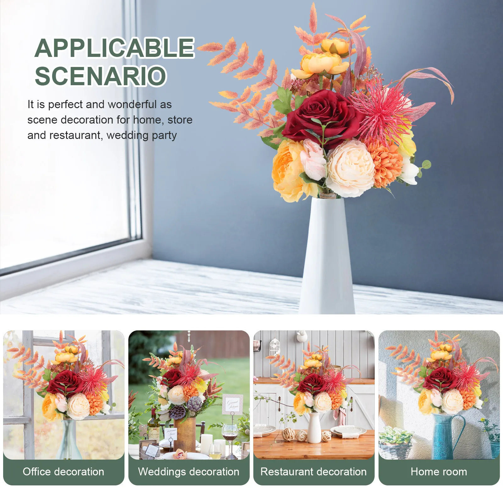 

Simulated Flower Decor Delicate Fake Flower Bunch For Wedding Party Home Restaurant Decoration Diy Artificial Table