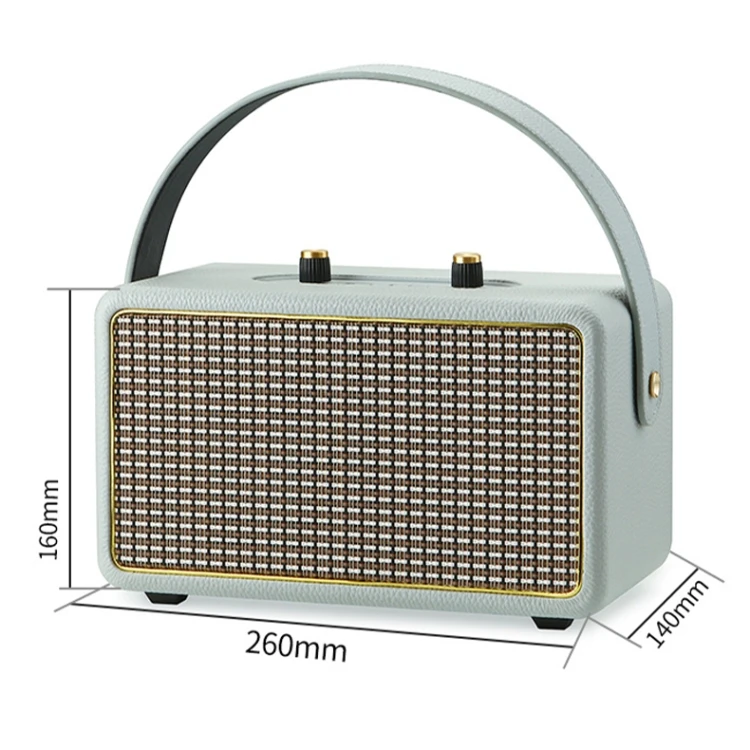 Beautiful Leather Texture Portable Wooden Home Karaoke Wireless Speaker with Dual-microphone