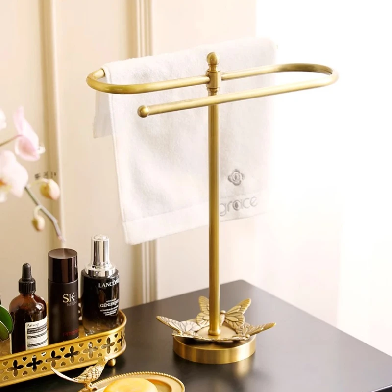 

Латунная вешалка для полотенец в стиле ретро, роскошная вешалка для ткани для ванной комнаты, независимая ручная вешалка для полотенец, элегантная полка для хранения.