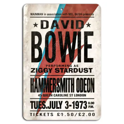 David Bowie Ziggy Hammersmith Odeon 1973 Metal Sign
