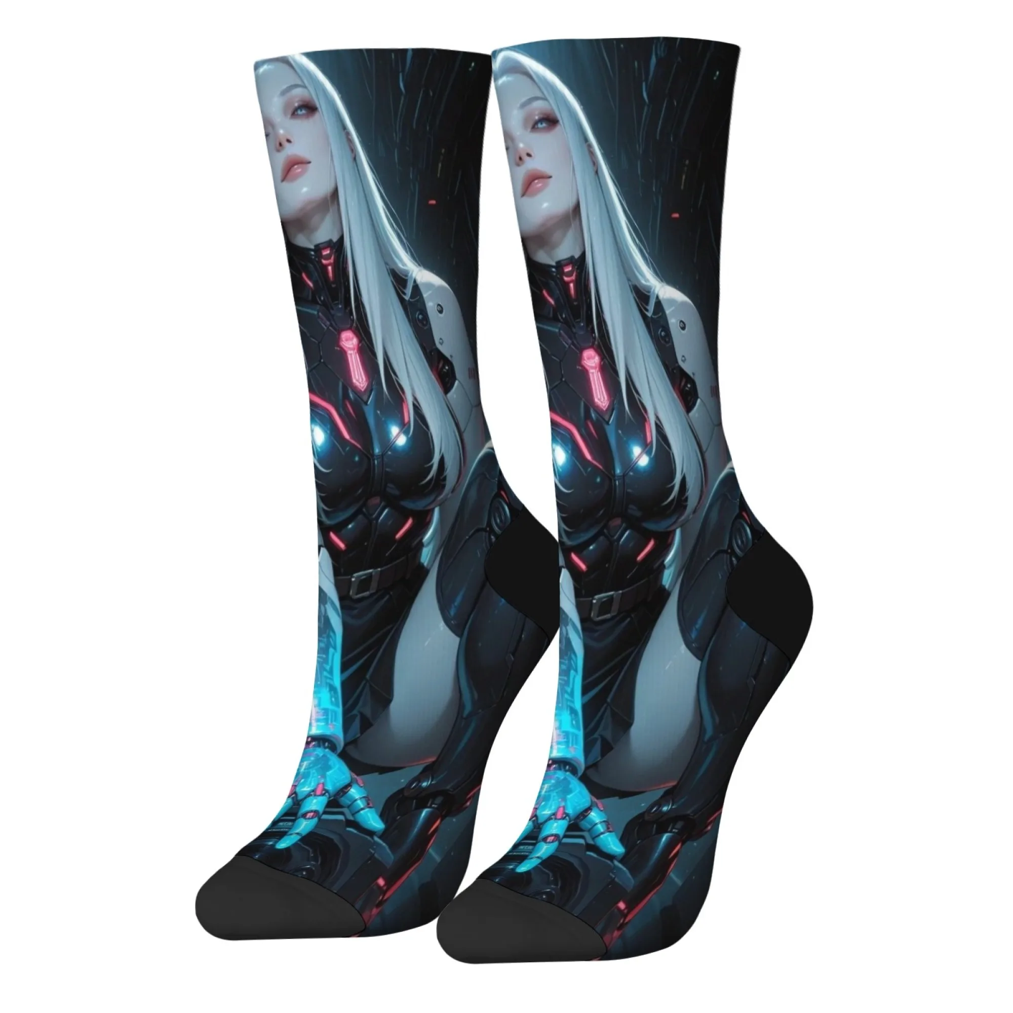 جوارب سايبربانك الميكانيكية النسائية المحارب الجدة Harajuku الهيب هوب الخيال العلمي نمط للجنسين الشارع مضحك الاتجاه الجوارب هدية حفلة سعيدة