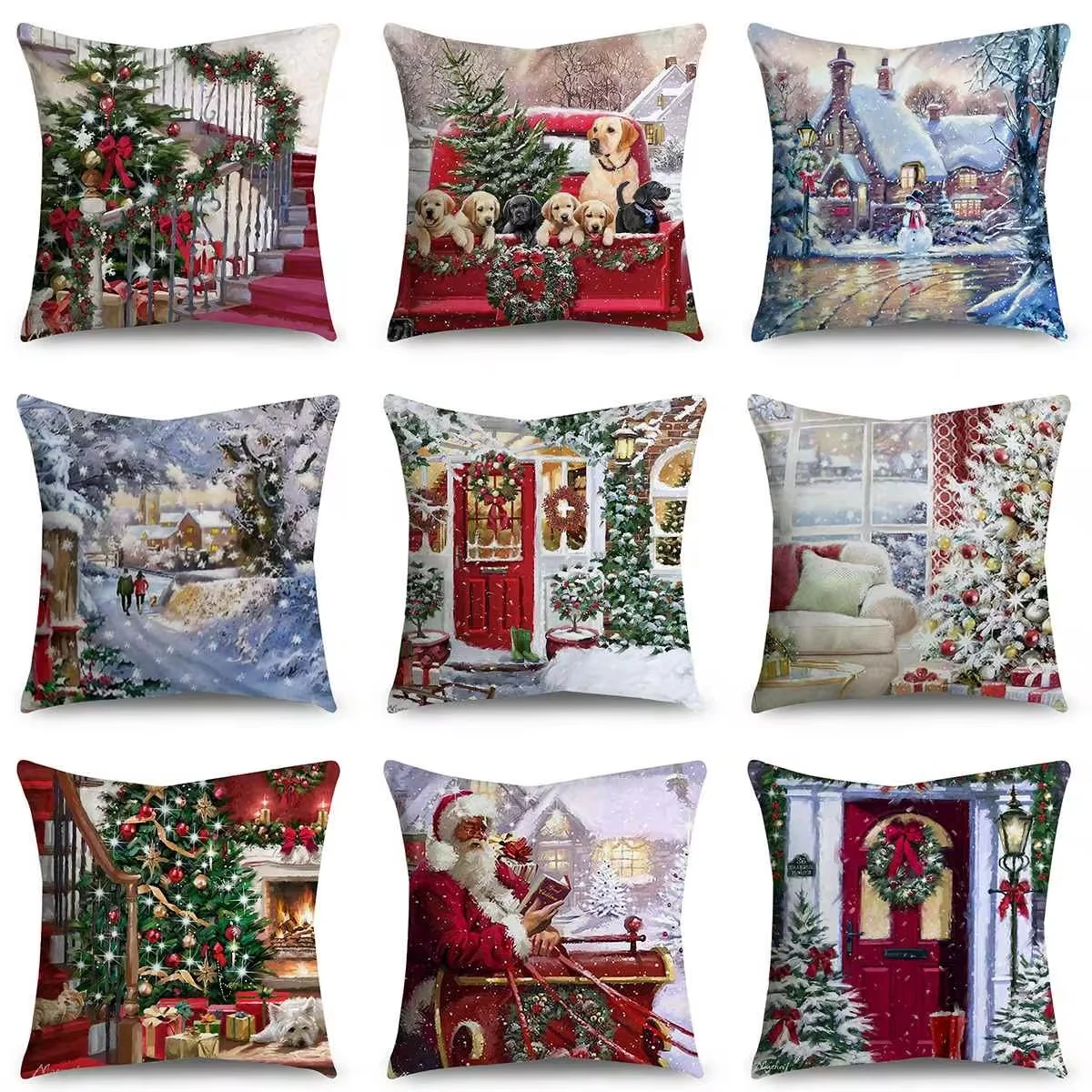 Christmas Cushion Cover Pillowcase Merry Christmas Decorations For Home 2024 Navidad Natal Gifts Xmas Ornament New Year 2025