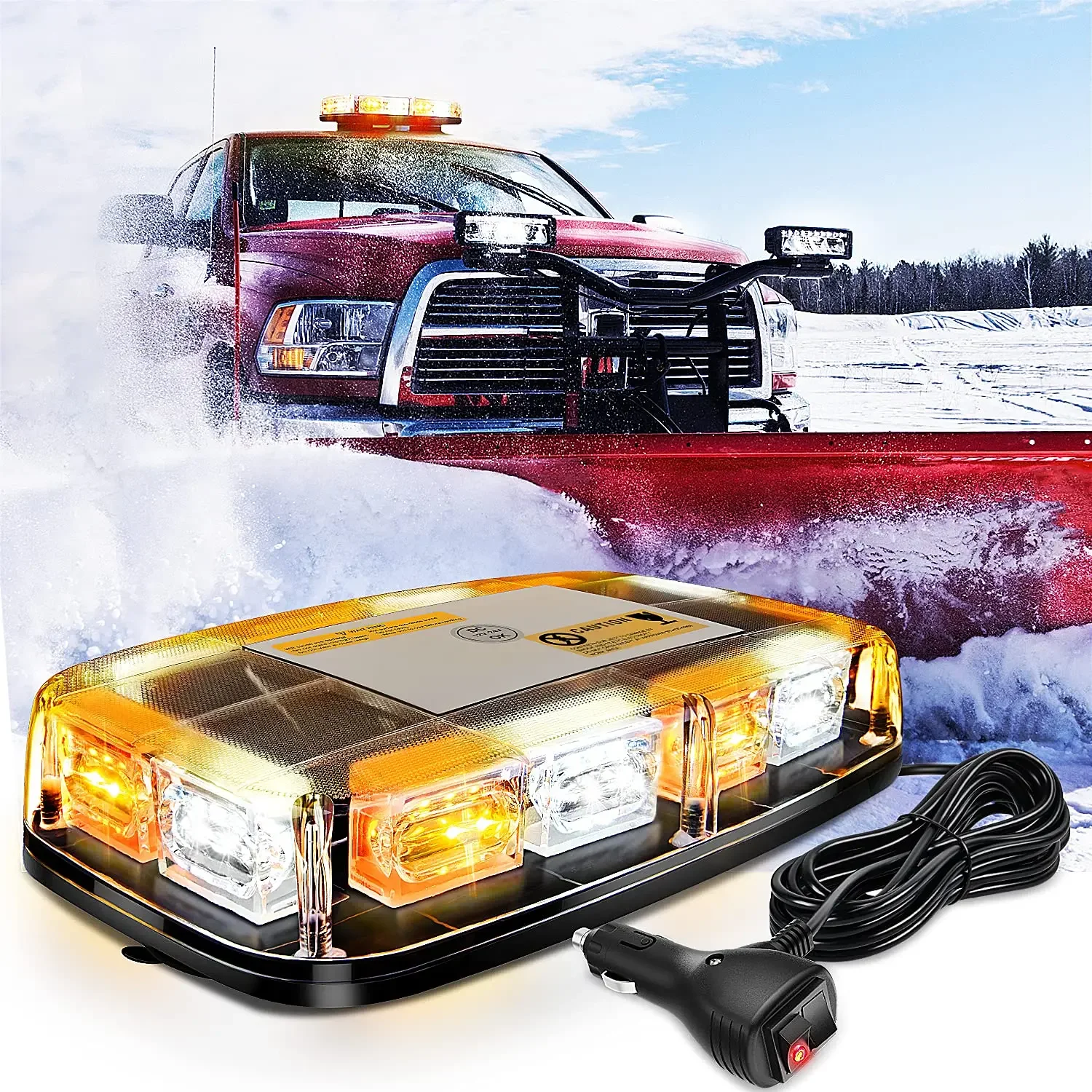 

48LED Car Emergency Strobe Lights Roof Top Safety Warning Flashing Light Magnetic Mount Waterproof 12V/24V Trucks Police Lamp