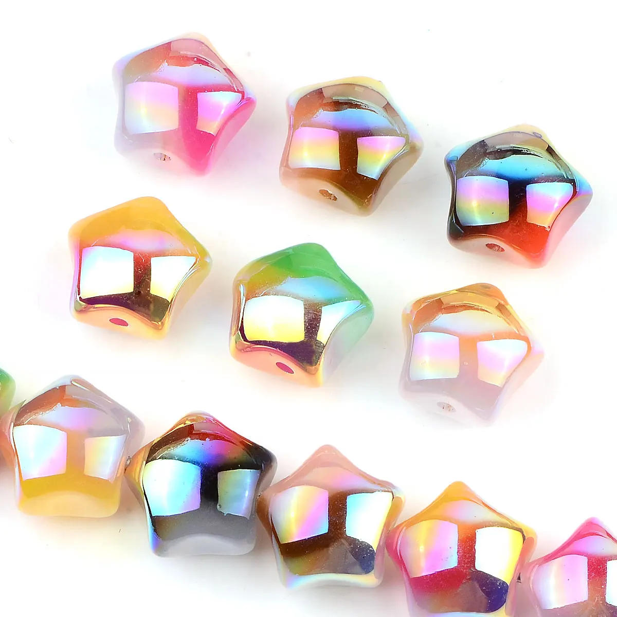 5pcs 1.7cm Random Color Mix Gradient Color Five-pointed Star Acrylic Beads For Jewelry Making DIY Bracelet Necklace Accessories