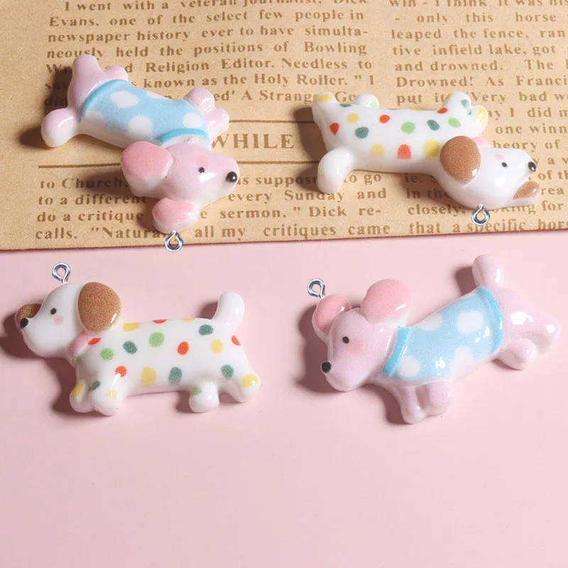 20Pcs New Cute Spotted Dog Resin Charms for Jewelry Making Acessories DIY Pendants Earring Necklace Decoration Jewelry Gift