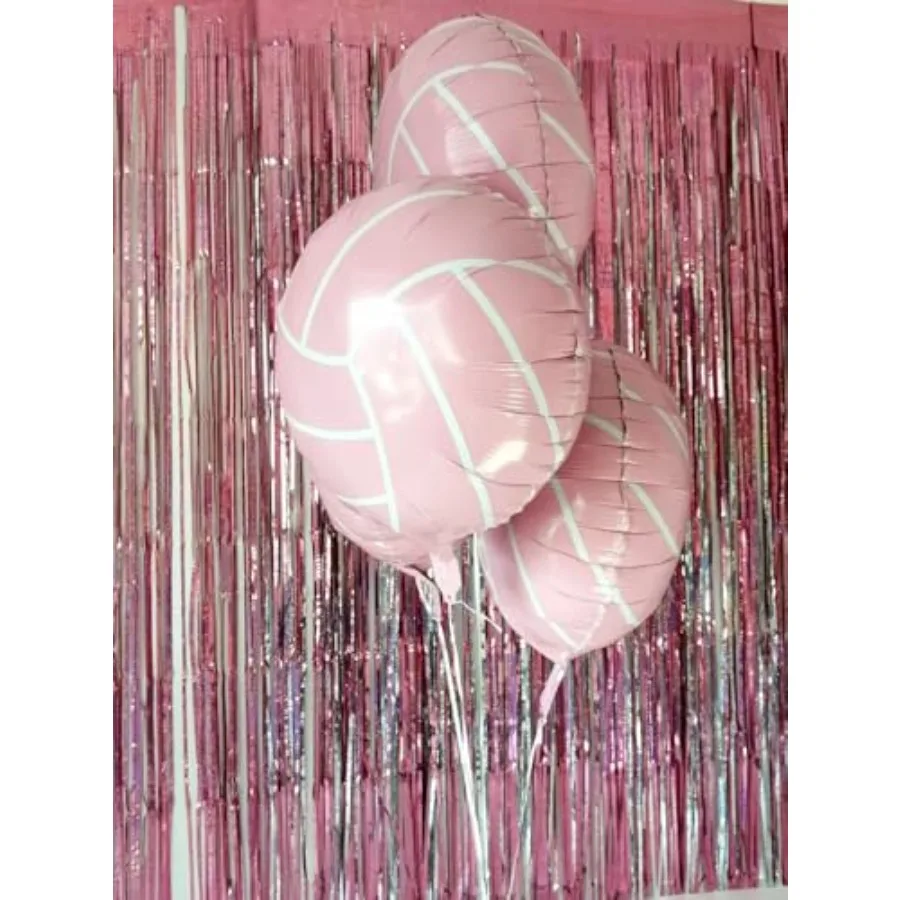 6pcs 18" Pink Volleyball Balloons Volley Ball Balloon Girl Sports Balloons for Volleyball Birthday Party Decoration Volleyballs