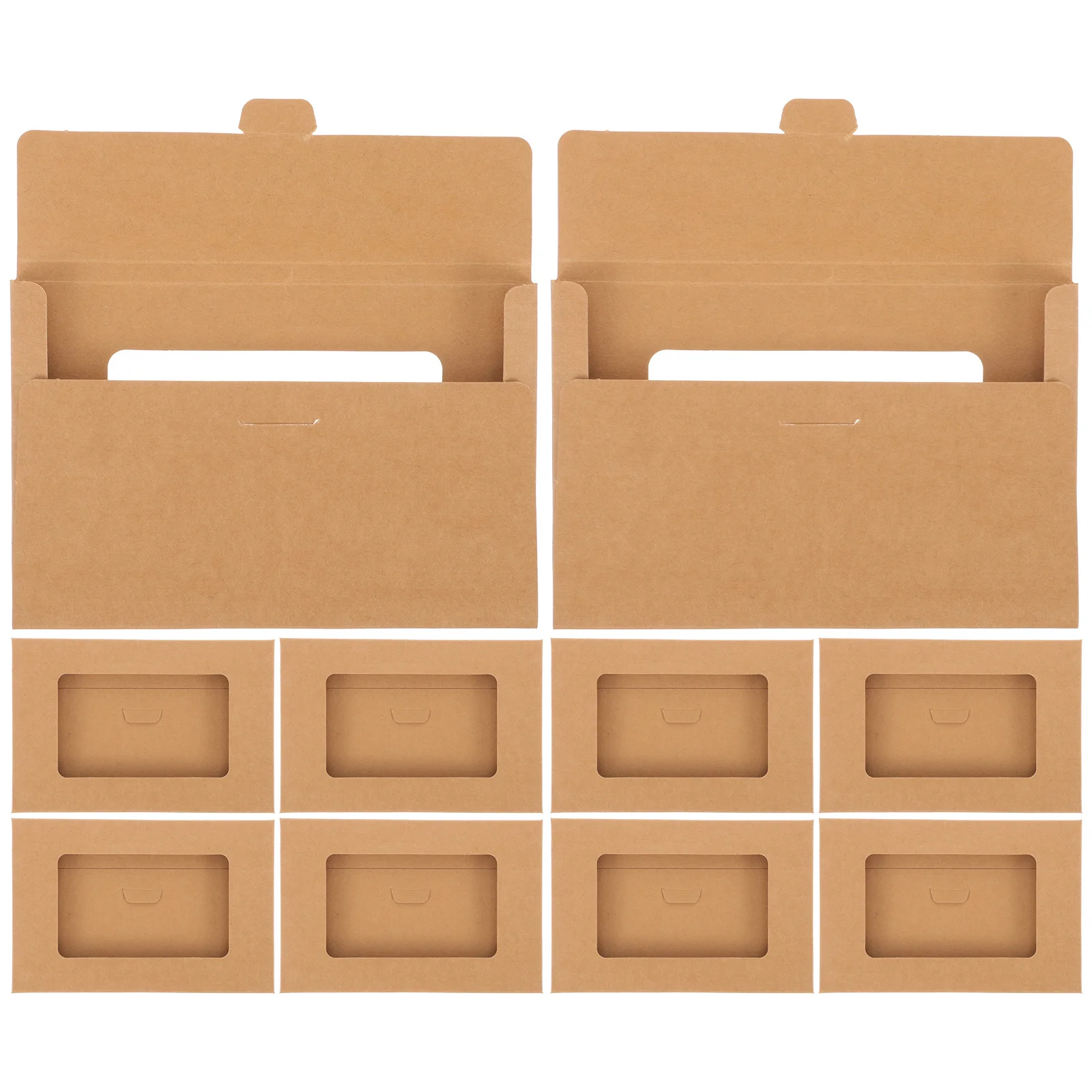 10Pcs Kraft Paper Postcard Boxes Envelop Storage Container with Clear Window for Catalogs Statements Packaging
