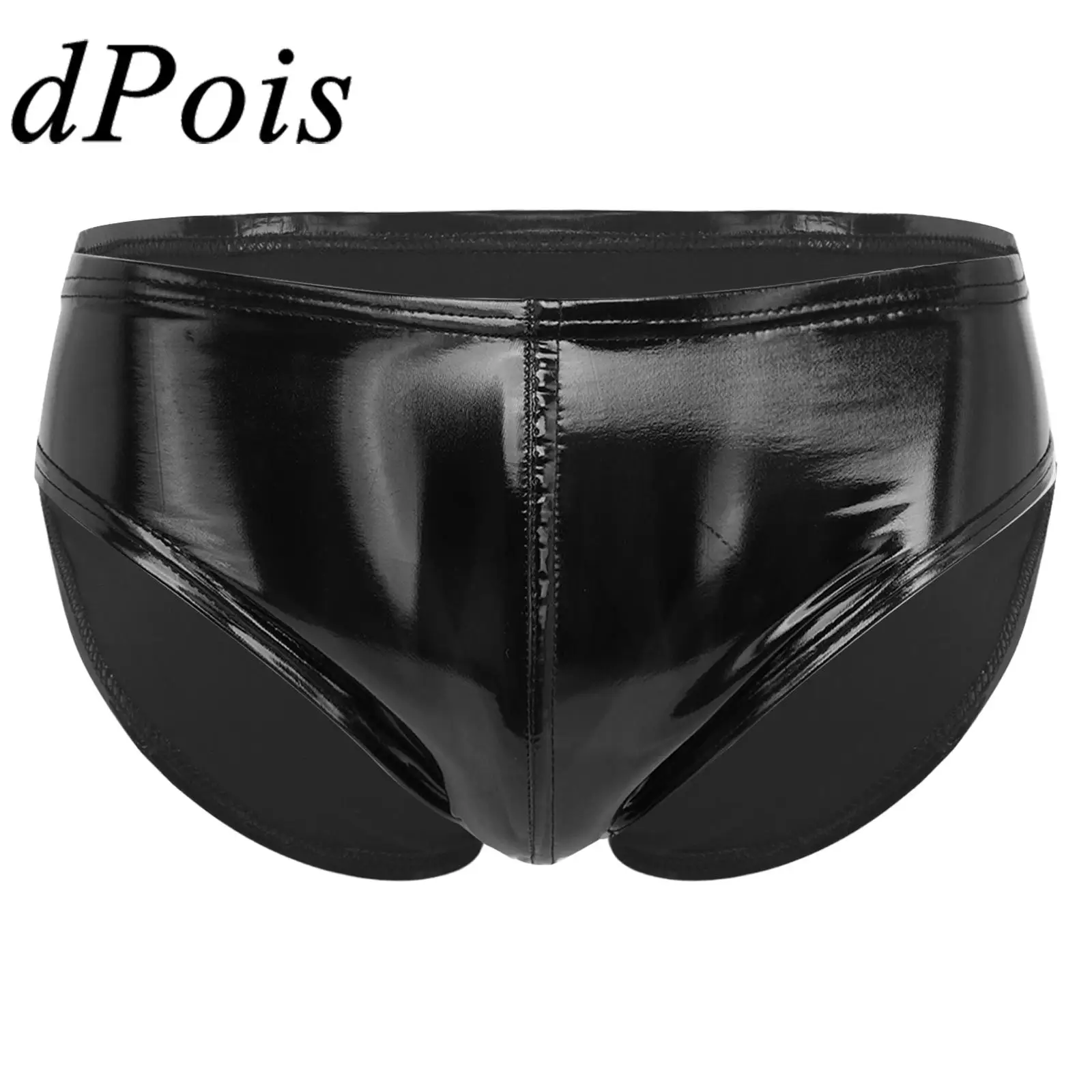 

Mens Wet Look Patent Leather Briefs Underwear Elastic Waistband Underpants for Bathing Swimming Hommes Panties Men's Lingerie