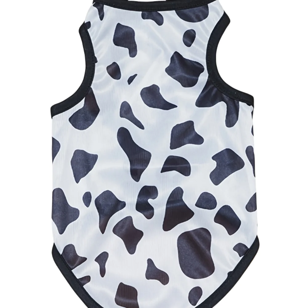 Pet clothes dog and cat vest Light, breathable and comfortable, black and white color cow pattern, fashionable and simple, suita