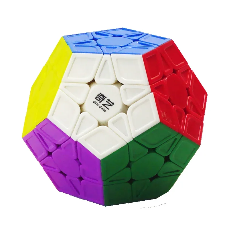 Qiyi-Cube magique de vitesse Megaminx, jouet professionnel sans autocollant, puzzle