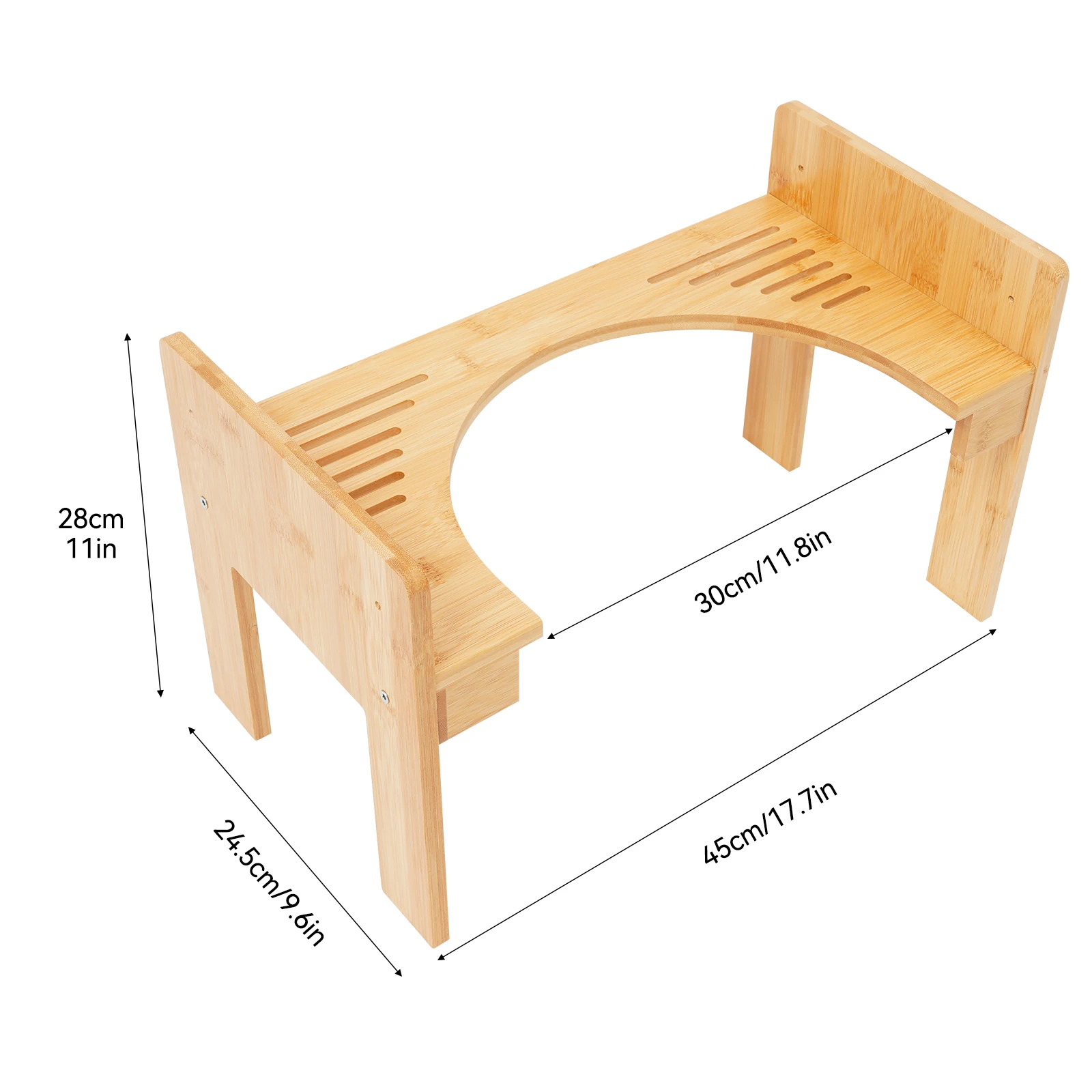 Adjustable Bamboo Toilet Stool, Bathroom Waterproof Non-slip Poop Seat, Pregnant Restroom Stand, Old People Squat Bench
