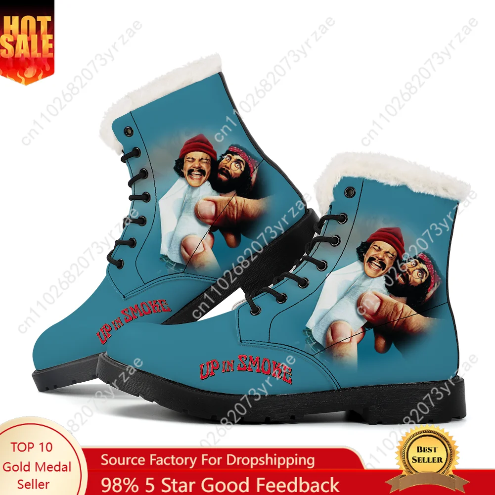 

Up in Smoke Plush Boot Men Women Teenager Casual Shoe Outdoor Warm Boot High Quality Personalized Fashion Pattern Custom Shoes