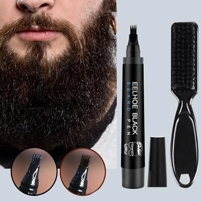 Kit de stylo de remplissage de barbe imperméable pour hommes, rehausseur de barbe, brosse, coloration de la barbe, outils de saillie, crayon à