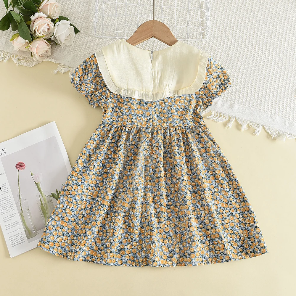 Bear Leader Casual Summer Kids Girls Dress Floral Kids Clothes Bow Patchwork Baby Girl Princess Dress New Flower Girl Dresses