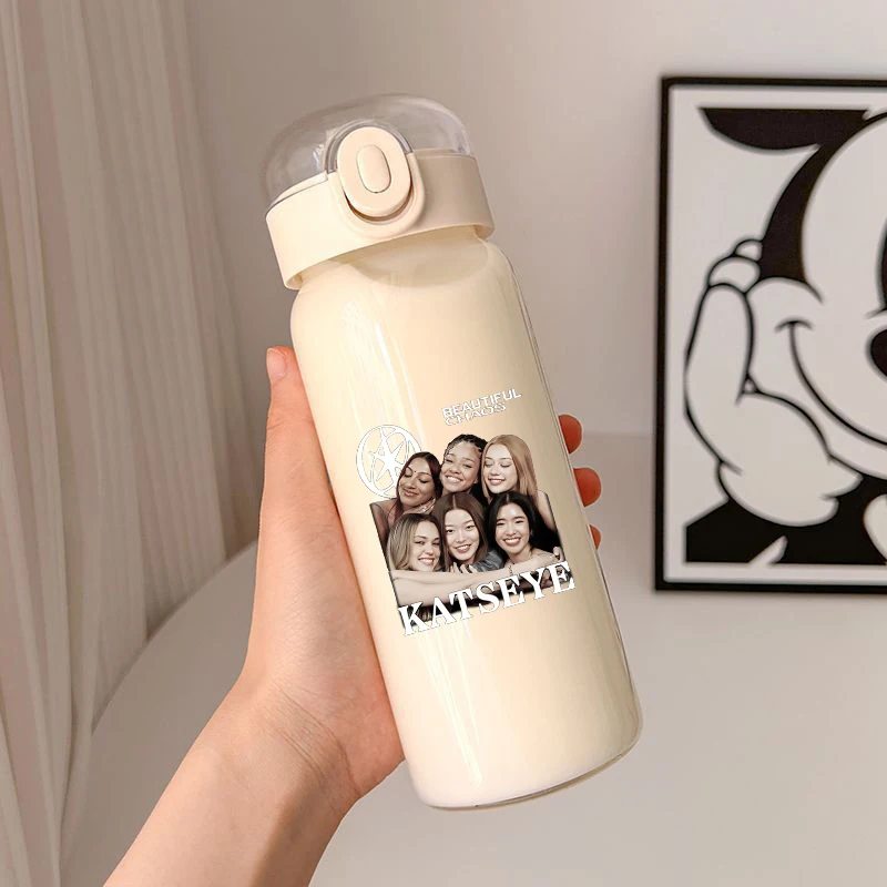 KATSEYE WILD POPUP ウォーターボトル 400ML K POP K-KATSEYE Water Bottles Outdoor Transparent Portable