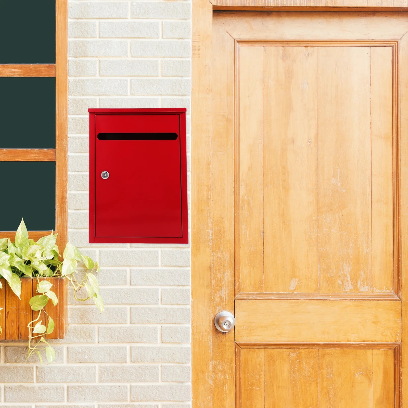 Buzón grande de hierro con cerradura, buzón de sugerencias para exteriores montado en la pared, colección de donación, buzón de seguridad de retroalimentación con llave