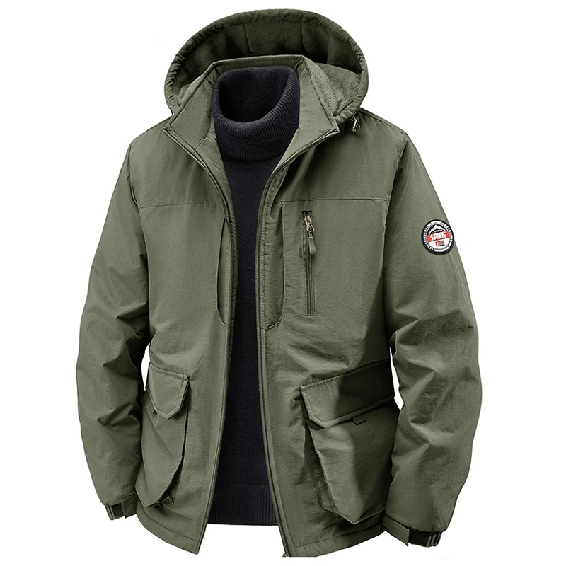 حجم كبير 7XL 8XL الرجال سترات سميكة الدافئة معطف مقنع القطن مبطن جاكيت من الصوف عادية سترة مضادة للماء الشتاء أبلى الملابس #3