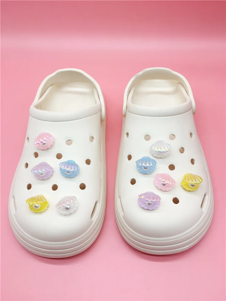 Original Pearl Shells Shoe Charms Diy Garden Shoes Decorations Colorful Buckle Decor Diy Clog Shoes Accessories Kids Adult Gift