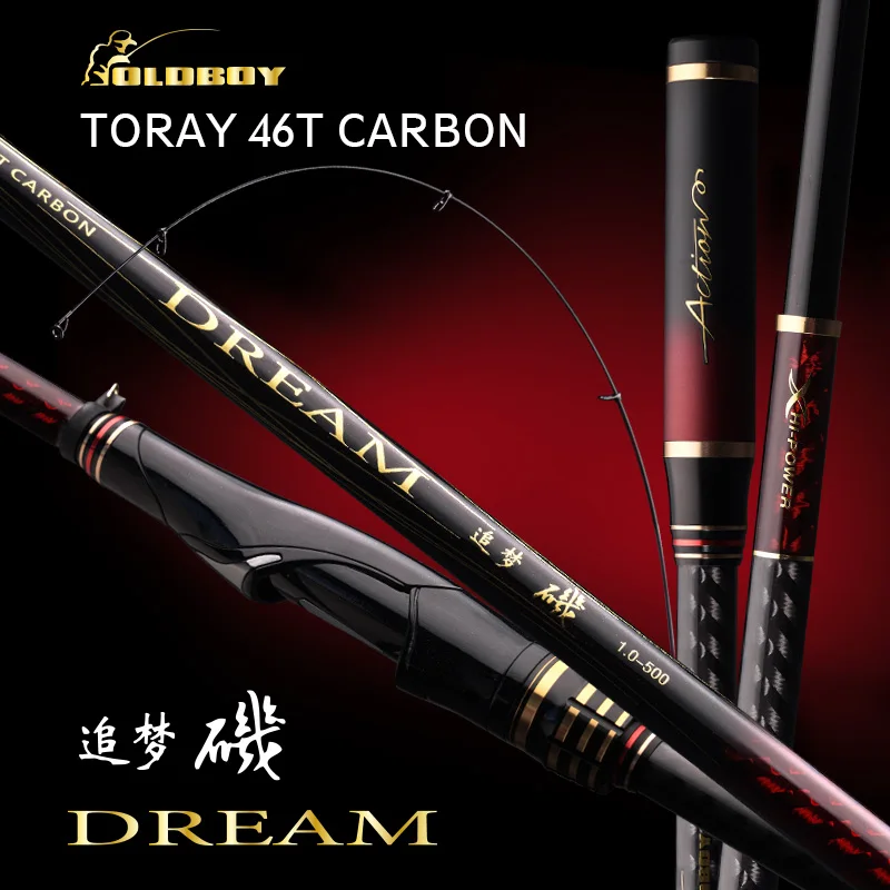 OLDBOY Ultra-fine ISO Fishing Rod 500 Ultraligh 46T High Carbon Rock Fishing Rods Hand Sea Dualuse Telescopic Fishing Pole 5M