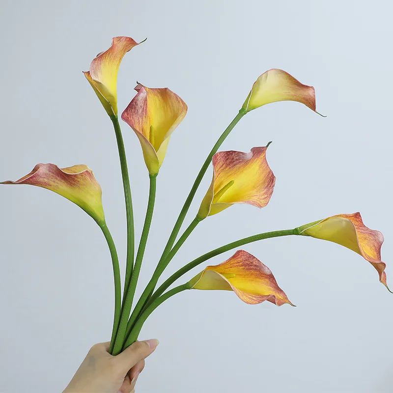 10 Stück künstliche Calla-Lilien aus PE, künstliche Blumen für Hochzeits-Tischdekoration, künstliche Blumen, Callas, Blumenarrangement für Zuhause und Partys – Detail 5