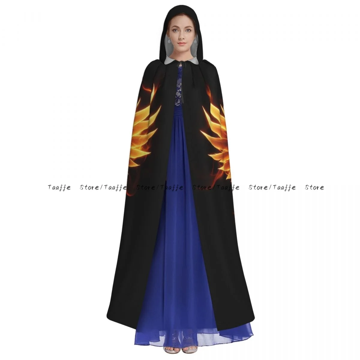 Middeleeuwse cosplay mantel kapmantel Phoenix Rising From Ash Bird In Fire symbool Cape jas lange geul kostuum tovenaarsmantel