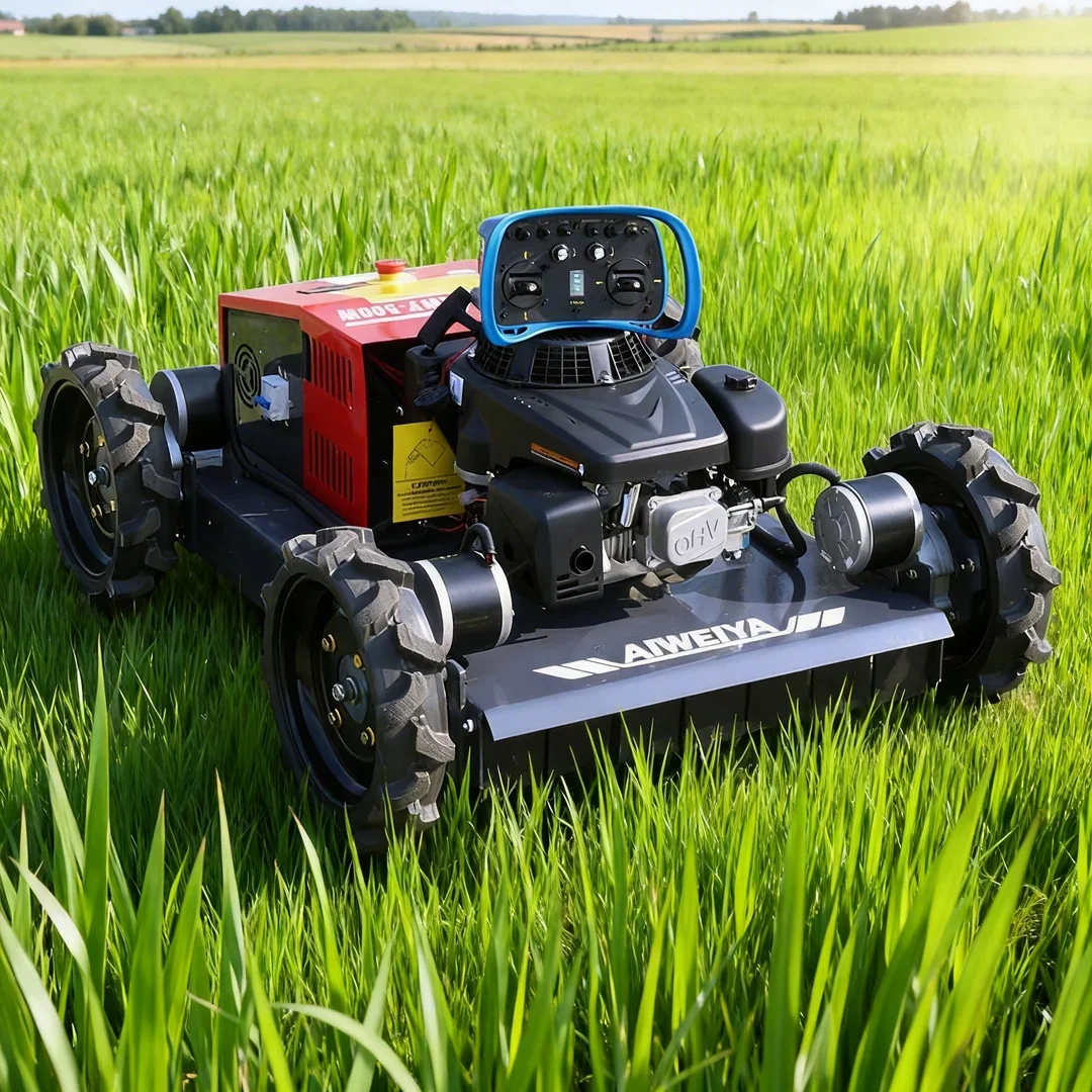 

Customized Small 4WD Remote Control Robot Lawn Mower 500mm Cutting Width Durable Mower Free Blades Kit
