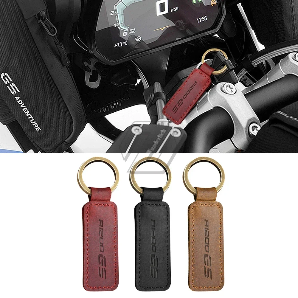 Motorcycle Cowhide Keychain Key Ring Case for BMW GS 1200 R1200GS Adventure Rally