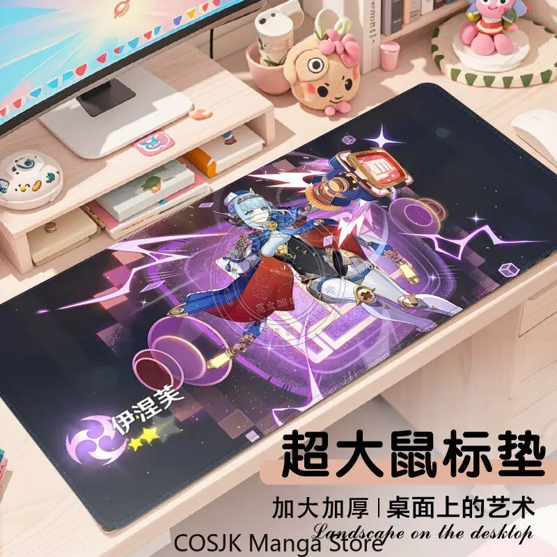 Anime Genshin Impact Custom Table Pad Extended Mouse Pad Large Gaming Desk Mat with Non-Slip Base Computer Desk for PC Gamer - view 2