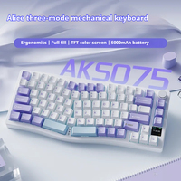 AJZAA AKS075 Alice Tri Mode Wireless Mechanical Keyboard Game Office Gasket Structure VIA Color Screen RGB Esports Keyboard